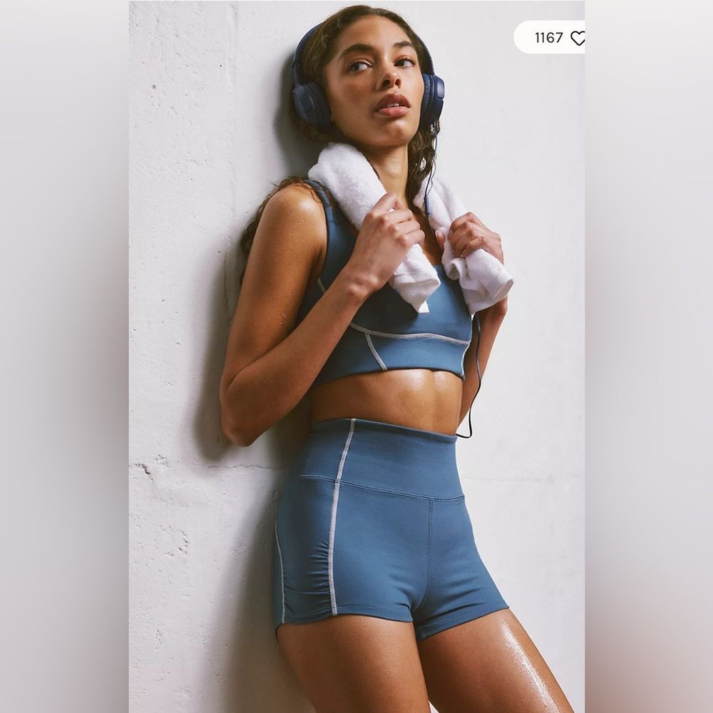 FP Movement NWT Women's Size Medium Blue Stone You're A Peach Shorty Shorts